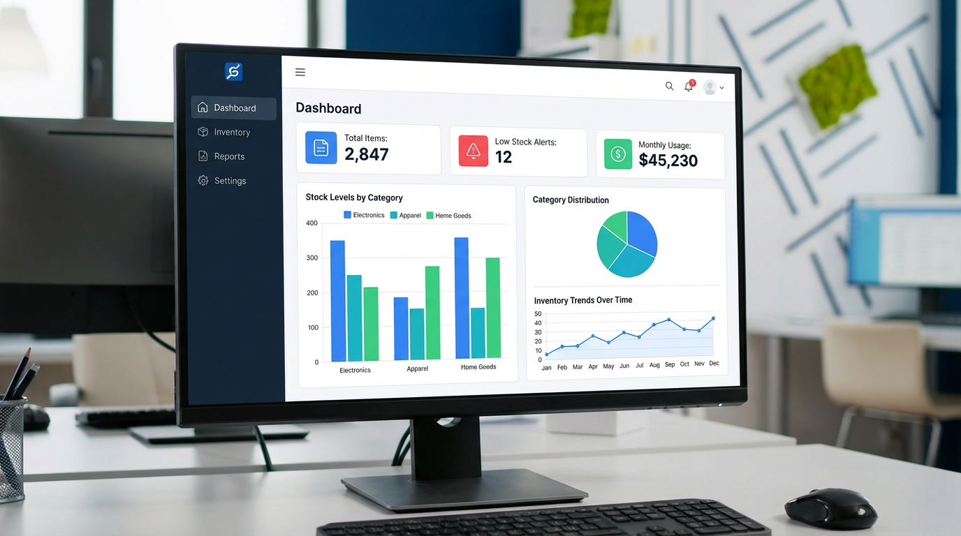 FreshTally operations dashboard showing inventory, accounting, and analytics